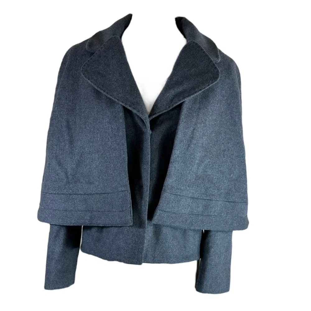 Tory Burch Jess Jacket in Grey Melange with Removable Cape Size 10